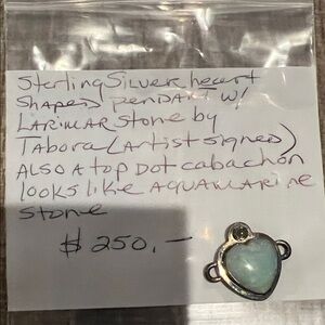 Sterling Silver Heart Pendant with Larimar Stone